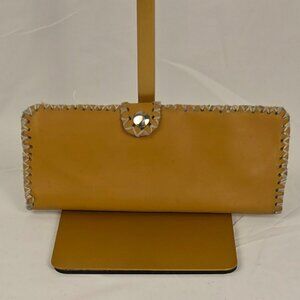 Vintage Tan Leather Wallet Clutch Whipstitch